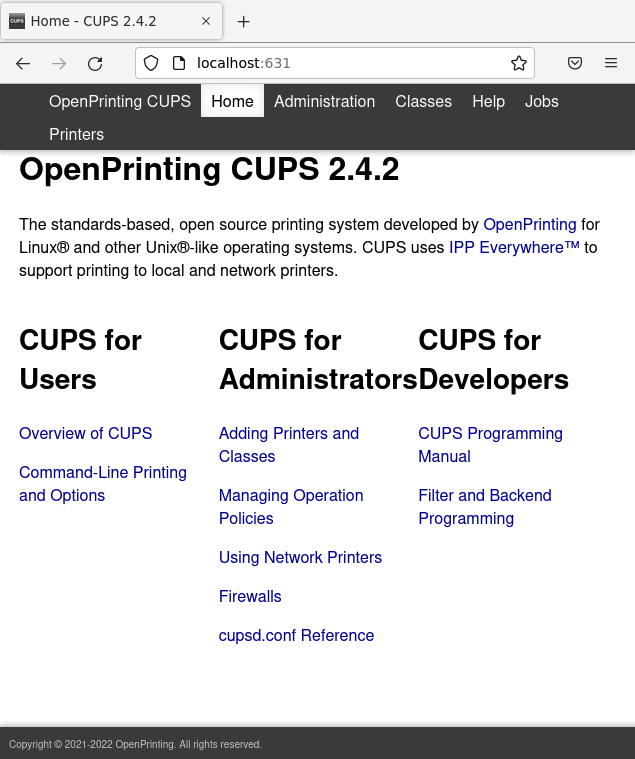 CUPS web interface on port 631
